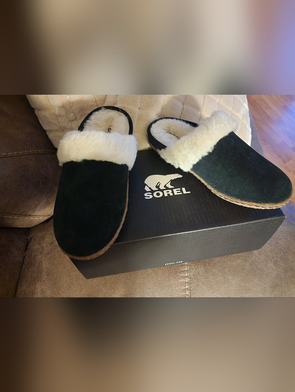 Sorel Plush-Lined Suede Slip-On Slippers